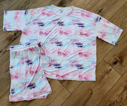 M - Pink Cadillac Pajamas with Shorts