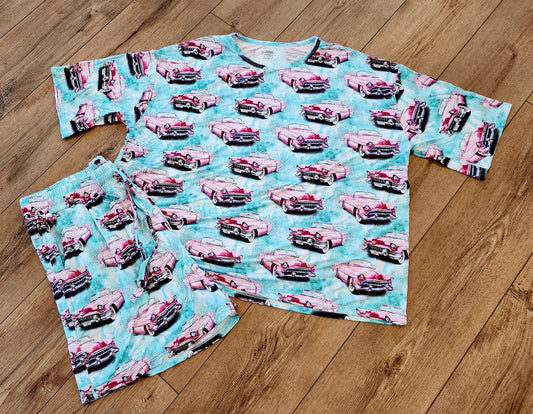2XL - TEAL Cadillac Pajamas with Shorts