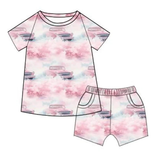 M - Pink Cadillac Pajamas with Shorts